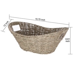 Cesta de almacenamiento de junco marino natural con asas recortadas, cesta de almacenamiento hecha a mano, venta al por mayor, ecológica, hecha en Vietnam - Product Image 3