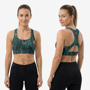 ผู้ผลิตเสื้อผ้าออกกำลังกาย ขายส่ง สปอร์ตบราแบบ Racerback ระบายอากาศได้ดี แห้งเร็ว ผ้าสแปนเด็กซ์ สำหรับออกกำลังกาย - Product Image 3