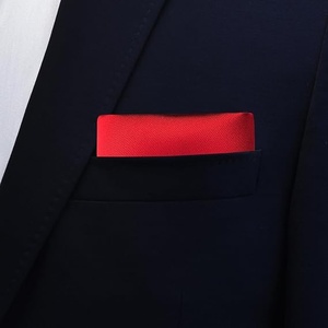 Pañuelo de Bolsillo de Seda Roja, Color Sólido, Formal, para Hombre, Forma Cuadrada, para las Cuatro Estaciones - Product Image 2