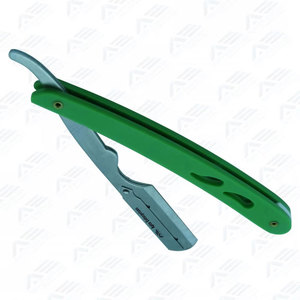 Navaja de Afeitar Plegable de Borde Recto Verde, Mango Liso, Herramienta de Aseo Duradera y Elegante de Apto Enterprises - Product Image 3