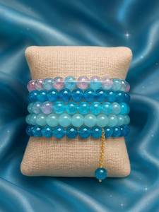 Pulsera Elástica SOFIYA CRAFT de Moda con Cuentas Geométricas Azules de Acrílico, Resina y Aleación para Mujer, Ideal para Fiestas - Product Image 5