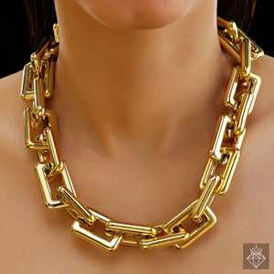 PRAO Gold Plated Anti-Tarnish Chunky Chain Necklace <b>Set</b> with Earrings Fashion Jewelry <b>for</b> <b>Women</b> - Product Image 6