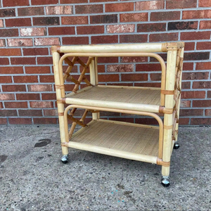 rattan Rolling <b>Serving</b> Cart Service Buffet Rattan Wicker Tropical Regency Pencil - Product Image 6