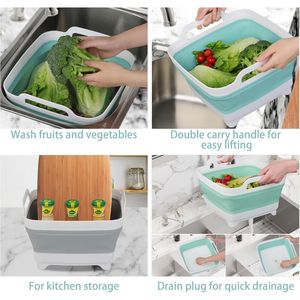 Set di 2 Vasche per Lavaggio Piatti da 9 Litri con Tappo di Scarico e Maniglie per il Trasporto, Accessorio per Lavello da Cucina - Product Image 5