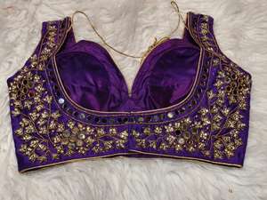 Blusa de Novia Morada para Mujer, Estilo Crop Top, Diseño de Alta Costura con Tela Satinada Transpirable, Acolchada, para Otoño e Invierno - Product Image 2