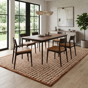 Alfombra de Lana Hecha a Mano de Primera Calidad con Patrones Geométricos Contemporáneos para Interiores de Hogar Elegantes y Decoración de Pisos - Product Image 1