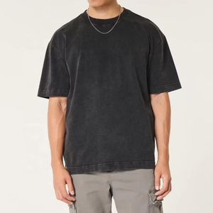 เสื้อยืดผ้าฝ้ายทอลายโอเวอร์ไซส์สำหรับผู้ชายสุดเทรนดี้ คุณภาพสูง สไตล์วินเทจ สีซีดจาง สตรีทแวร์ลำลอง เสื้อโอเวอร์ไซส์ - Product Image 5