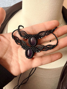 Collier ras du cou en macramé avec pierre de jade faite à la main, chaîne en bambou classique, bijou ajustable, unisexe, vente en gros, fournisseur - Product Image 3
