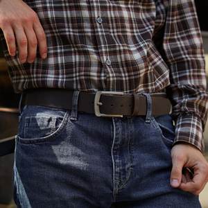 Cinturón de Cuero Genuino Clásico Marrón Casual de Grano Completo, Diseño Sencillo y Disponible en Todas las Tallas, el Mejor Producto - Product Image 5