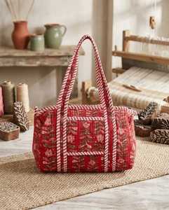 Quilted Cotton Fashion Weekender Duffle <b>Bag</b> Travel Shopping Tote Zipper Shoulder Handbag Elite Craft Studio <b>Medium</b> <b>Size</b> Made - Product Image 3