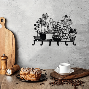 Appendiabiti da parete a doppio livello CIFbuy con 6 ganci, design a vaso, in legno rustico, per organizzazione e decorazione di casa, cucina e bagno - Product Image 5