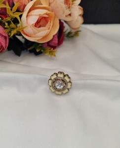Designer Floral Uncut Kundan Gem Stone <b>Adjustable</b> <b>Ring</b> Antique Gold Plated For Women Festivals Artificial Jewellery Manufacturer - Product Image 6