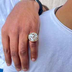 Anillo de turquesa azul cobrizo hecho a mano, ajustable, de plata de ley 925, chapado en oro de 14 quilates, joyería bohemia con piedras preciosas para mujer - Product Image 5