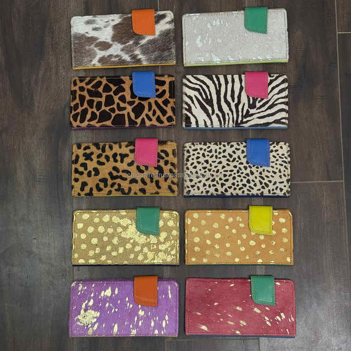 Real Handmade Recycled Metallic Fur Leather Women Clutch Stylish Stubby Color Multiuse Purse ATM Card Holder Women Trendy Wallet