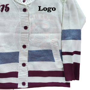 Sorority Fraternity Greek Embroidery Logo Men's Women's Sweater White Acrylic Knitted <b>Cardigan</b> <b>Long</b> Sleeve University Wear - Product Image 3