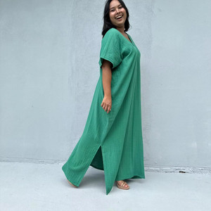 Double Gauze Cotton <b>Kaftan</b> Dress Womens Boho Summer Dress Beach Cover Up Vacation Caftan Cruise Party Wear - Product Image 1