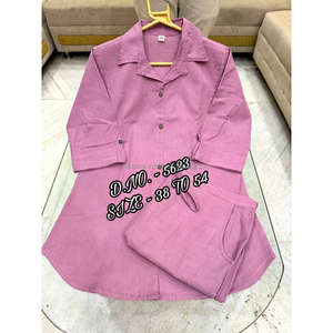 Beautiful Heavy Cotton Slub / Cotton Flex (खादी) Best Quality Fabric Cordset ( Short Length Shirt - 29”) With <b>Wooden</b> <b>Buttons</b> & L - Product Image 2