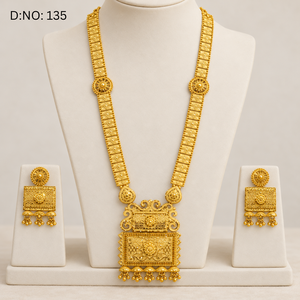 Conjunto de Collar Tradicional Indio Regal con Pendientes, Chapado en Oro de 24K, Cobre y Latón, Joyería Nupcial para Mujer, Venta al Por Mayor - Product Image 1