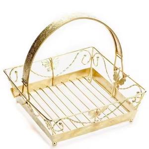 Panier cadeau en métal pour célébrations, panier de rangement pour fruits et pain, panier d'emballage cadeau pour table de fête - Product Image 6