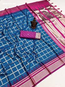 คอลเลกชันพรีเมียม ชุดงานเทศกาล ผ้าไหมบานาราสี พร้อมลายทอแบบดั้งเดิมและลายปักดิ้นทอง ซารีพร้อมเสื้อคลุม คอลเลกชันซารีสุดน่ารัก - Product Image 3