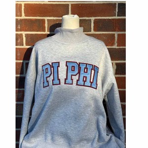 Pi / Phi <b>Mock</b> <b>Neck</b> Sweatshirt AEPHI Custom Logo Chenille Letter Embroidery Cotton Fleece Women College Apparel - Product Image 1