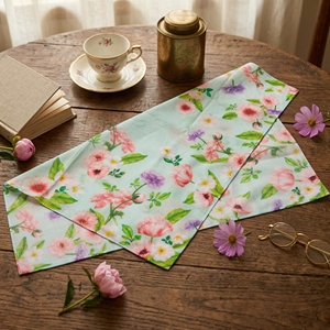 [K-ESSENTIALS] Mouchoir Souvenir Premium en Coton Asa des années 60 à Motif Floral Rose, Imprimé Floral Élégant, Tissu Décoratif Doux - Product Image 6