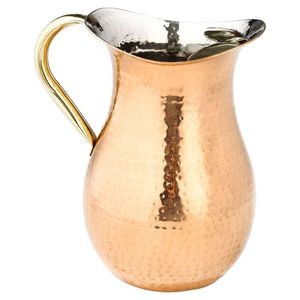 Pichet en cuivre martelé artisanal pour servir l'eau et les boissons, vaisselle de cuisine moderne, carafe à eau - Product Image 2