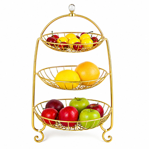 Gold Wire Fruit <b>Basket</b> Metal Iron Countertop <b>Storage</b> Bowl Kitchen Centerpiece Organizer for Fruit Vegetable Bulk Wholesale - Product Image 4