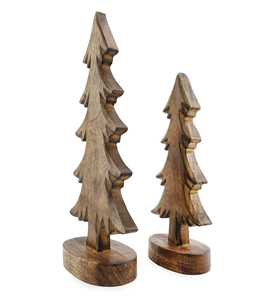 Ornements en bois sculptés en forme d'arbre de Noël, décorations de bureau, décorations de Noël pour le bureau - Product Image 2