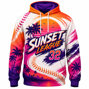 Sudadera con Capucha de Béisbol Sunset League para Hombre, Sudadera con Estampado por Sublimación, Ropa Deportiva de Poliéster, Diseño Unisex para Adultos - Product Image 1