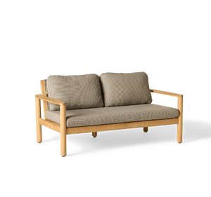 Sofá de 2 Plazas para Exteriores de Madera de Teca Sólida, Sofá de Jardín Moderno y Minimalista con Cojín Grueso Impermeable para Patio, Balcón, Terraza - Product Image 1