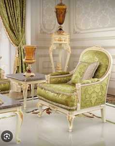 French Style Bedroom <b>Chair</b> Tufted upholstered armchair Hand Curved Wooden Frame Living Room Bedroom <b>Chair</b> For Home Villa - Product Image 3