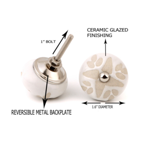Bouton de meuble en céramique traditionnel rond blanc avec motif feuille, durable, écologique, antirouille, pour tiroir de cuisine et armoire - Product Image 4