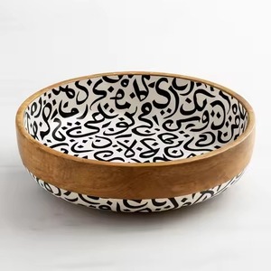 Bols à soupe, salade, riz et nouilles en bois naturel de style indien, à motifs floraux, jetables, écologiques, lavables au lave-vaisselle, couleur personnalisée - Product Image 5
