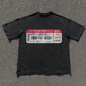 Camisetas de algodón 100% personalizadas del fabricante Heavyweight 280gsm Black Cropped Boxy T Shirt Neck Graphic Printed Plus Size para hombres - Product Image 2