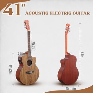 Chitarra Acustica KMA201 41 Pollici con Top in Noce, Finitura Opaca, Legno Massello, Amplificatore 15W, Borsa, Accordatore, Corde e Altri Accessori Inclusi - Product Image 3