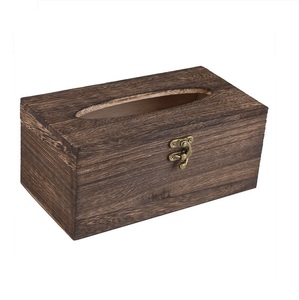 Caja de pañuelos de madera, diseño rectangular vintage, duradera, decoración de mesa para el hogar y la oficina, soporte decorativo para toallitas secas - Product Image 1