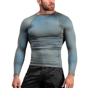 Custom <b>Compression</b> <b>Shirt</b> <b>Mens</b> Rash Guard Long Sleeve Gradient Print Quick Dry Gym Fitness Running Base Layer Tight Sportswear - Product Image 1