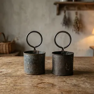 Vintage <b>Rustic</b> Iron Hanging Bottle Holder Flower Vase Pot Decorative Kitchen Utensil Holder for <b>Console</b> <b>Table</b> Living Room - Product Image 4