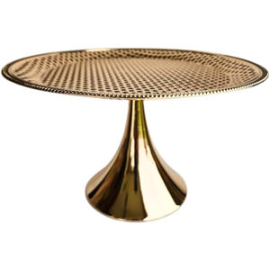 Soporte para pasteles de metal dorado de diseño elegante al por mayor, plato redondo con pedestal para servir postres en bodas, fiestas y decoración del hogar. - Product Image 1