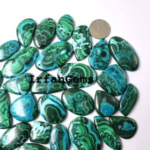 Cabujón de crisocola de malaquita. Diseñador ~ Natural verde azul malaquita crisocola piedra preciosa. Crisocola malaquita para joyería. - Product Image 1