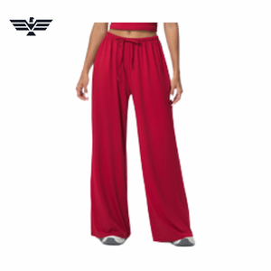 Women's High Waist Wide Leg Pants Solid Brown Knitted Drawstring Casual Full Length Loose Fit Summer Style - Product Image 5