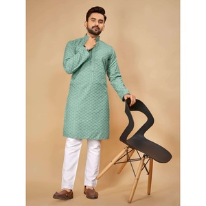 Rayon lucknowi ลำดับทำงาน kurta กับ payjama Mint - Product Image 1
