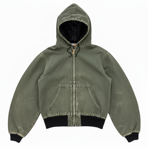 Custom logo Heavyweight 100% Cotton Short Acid Wash Distressed Designer <b>Zip</b> Jacket Manufacturer washed distressed Men's Jackets - Product Image 3