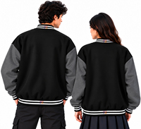 Blousons universitaires personnalisés pour hommes et femmes, coupe oversize à épaules tombantes, en molleton de coton avec manches et doublure imprimées en satin, style streetwear