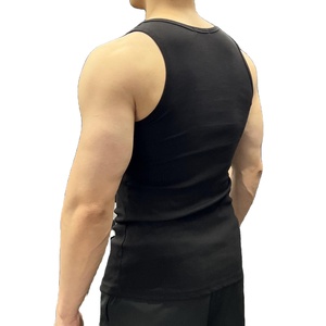 Débardeurs de sport pour hommes de haute qualité, col en V, séchage rapide, respirants, décontractés, côtelés, 100% coton tricoté, couleur unie personnalisable - Product Image 4