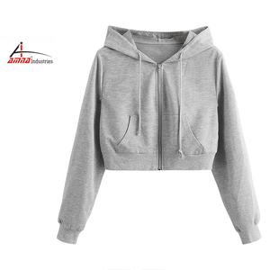 เสื้อครอปแบบมีฮู้ดสำหรับผู้หญิง,ชุดเสื้อฮู้ดแบบครอปฟิตเนสตัดขนาดตามสั่ง - Product Image 1