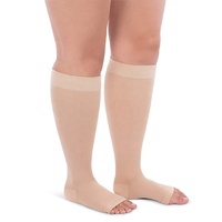 Bas de compression gradués à pression douce de 15-20 mmHg, antibactériens, antidérapants, à bout ouvert, mi-cuisses, pour réduire les gonflements des jambes