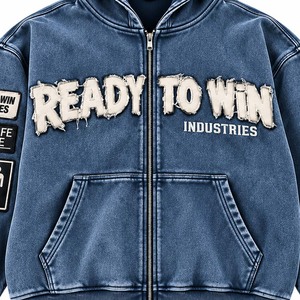 Pull à capuche surdimensionné pour homme Ready to Win Industries, en jersey imperméable, écologique, respirant, avec poche en coton, idéal pour l'hiver - Product Image 2