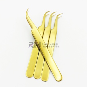 Pince à cils plaquée or Plain Shin Grip pour extensions de cils, pince de précision à pointe lisse, pince pour extensions de cils - Product Image 1